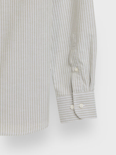 CAMISA OXFORD RAYAS DOWN VERDE