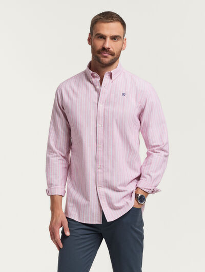 CAMISA OXFORD FANCY STR ROJO