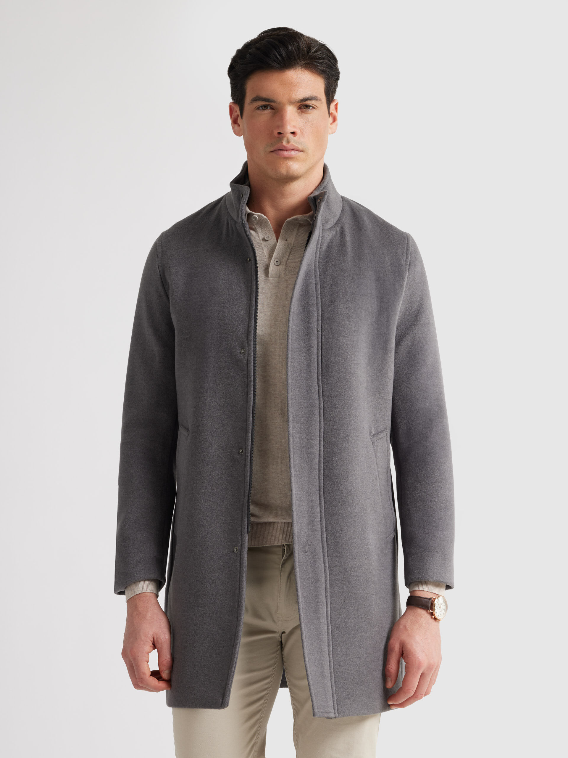 Abrigo gris rebajas shop