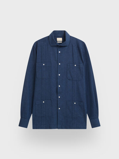 CUBANA LINO CHAMBRAY AZUL MARINO