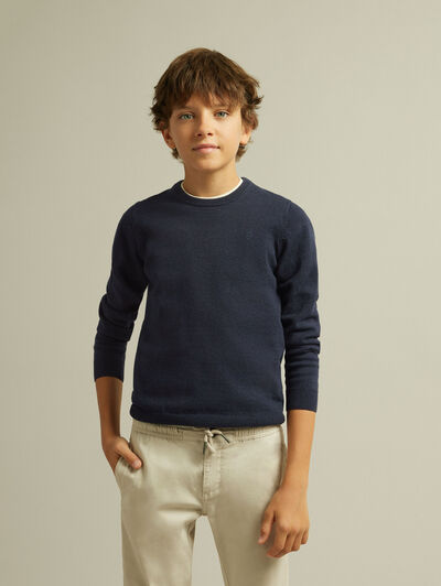 JERSEY ROUND NECK KIDS AZUL MARINO