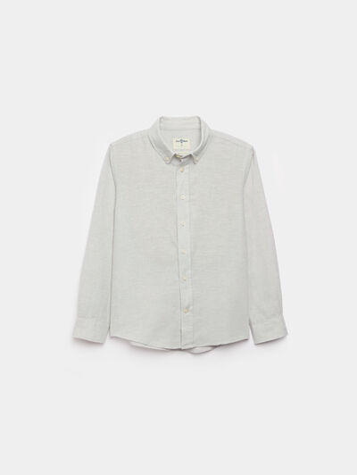 CAMISA LINO RAYAS KIDS VERDE