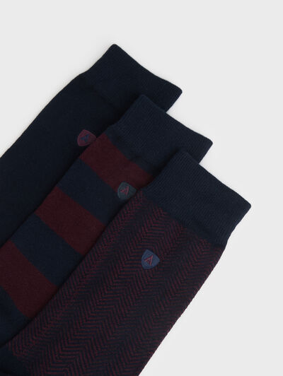 CALCETINES SET RAYAS AZUL MARINO