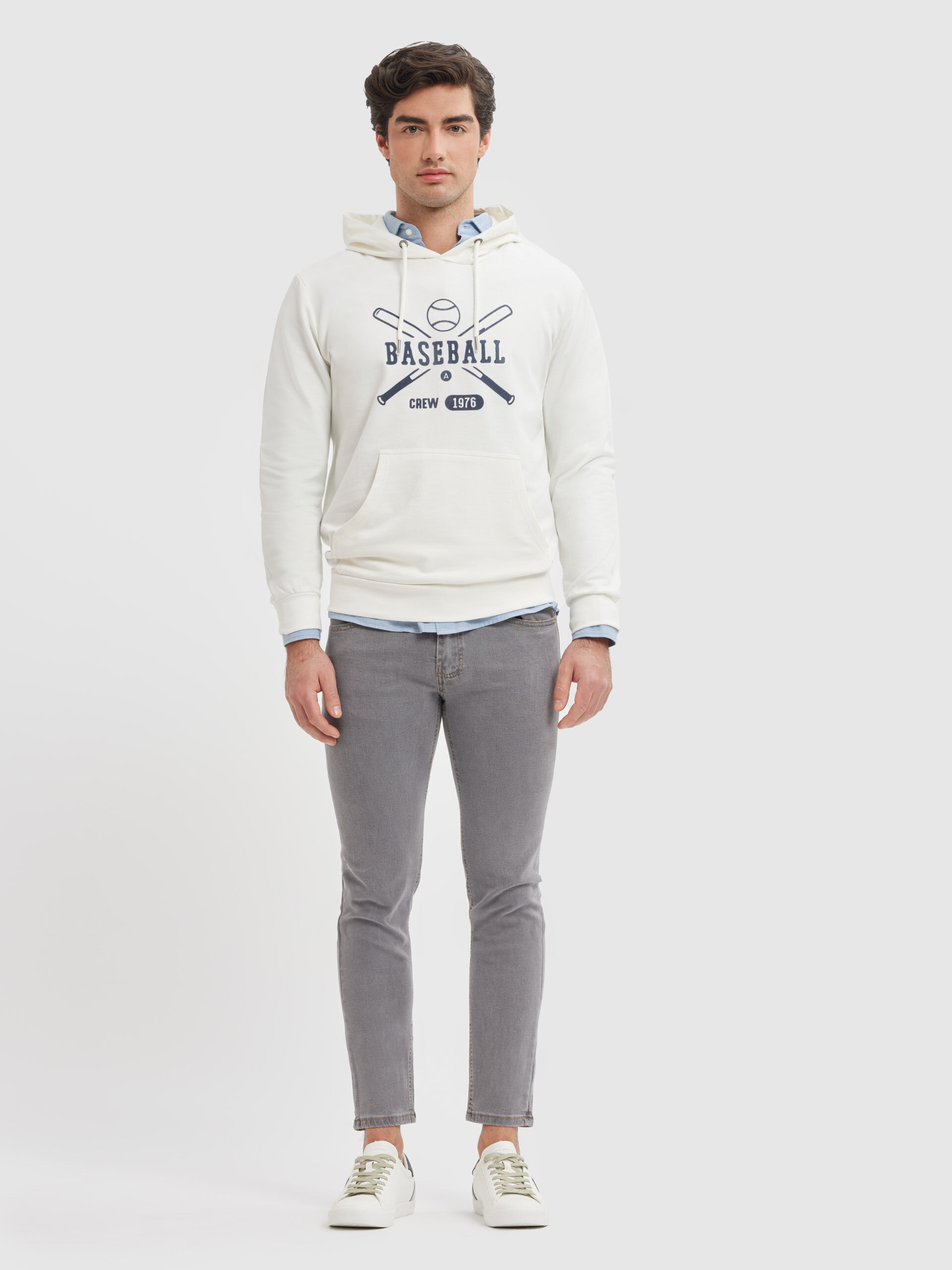 SUDADERA BASEBALL BLANCO