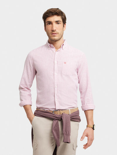 CAMISA LINO RAYAS BD CORAL