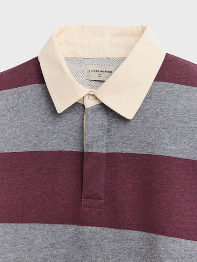 SUDADERA POLO RAYAS BURDEOS