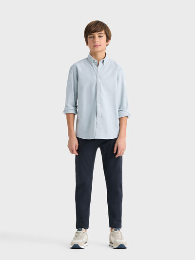 CAMISA OXFORD SOLID KIDS AZUL