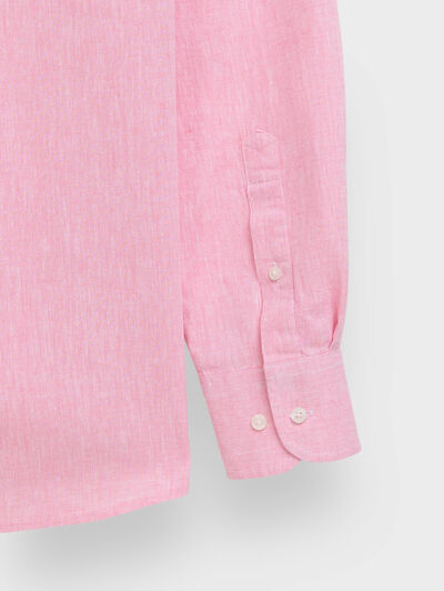 CAMISA LINO C.BOTON ROSA