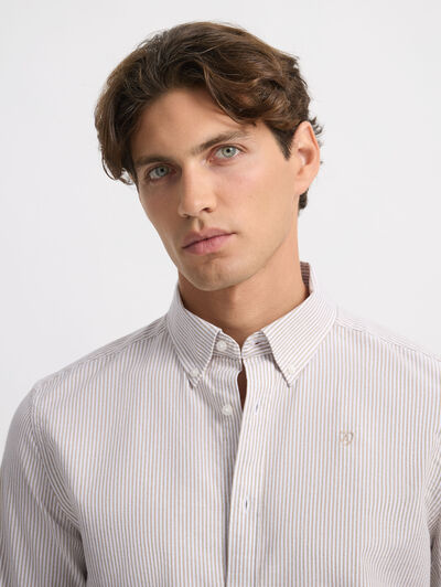 CAMISA OXFORD STRIPES CAMEL