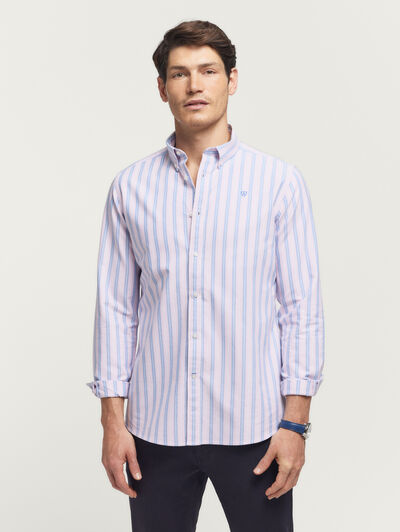 CAMISA OXFORD FANCY STR ROSA