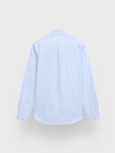 POLERA OXFORD RAYAS CELESTE