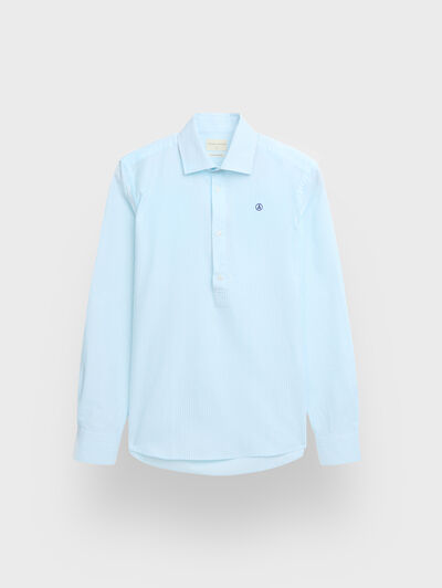 POLERA OXFORD RAYAS VERDE AGUA