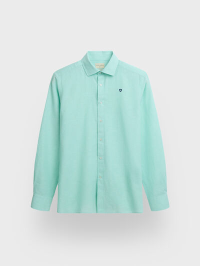 CAMISA LINO CHAMBRAY VERDE AGUA