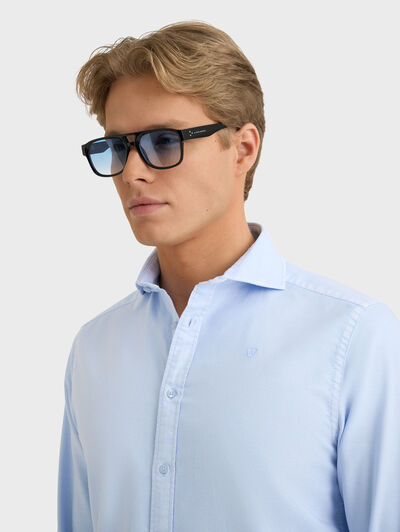 CAMISA OXFORD DYE TIE COLLAR CELESTE