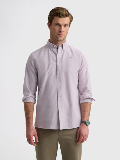 CAMISA OXFORD STRIPES BURDEOS