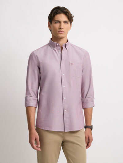 CAMISA OXFORD POCKET BURDEOS