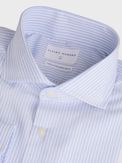 CAMISA VESTIR RAYAS CELESTE