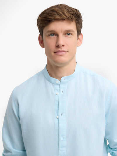 CAMISA LINO C.MAO VERDE AGUA