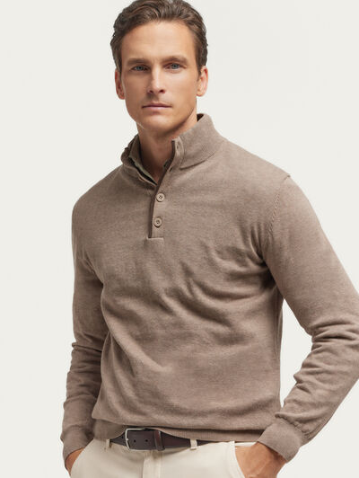 JERSEY BUTTON COLLAR BEIGE