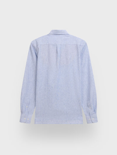 CAMISA LINO MIL RAYAS AZUL MARINO