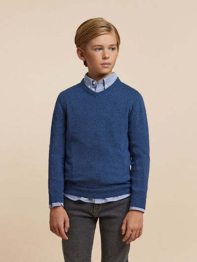 JERSEY V-NECK KIDS AZUL