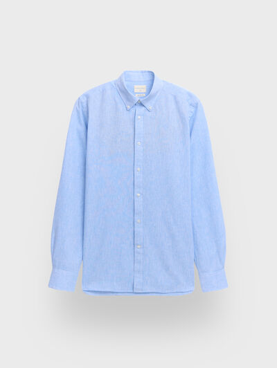 CAMISA LINO C.BOTON AZUL