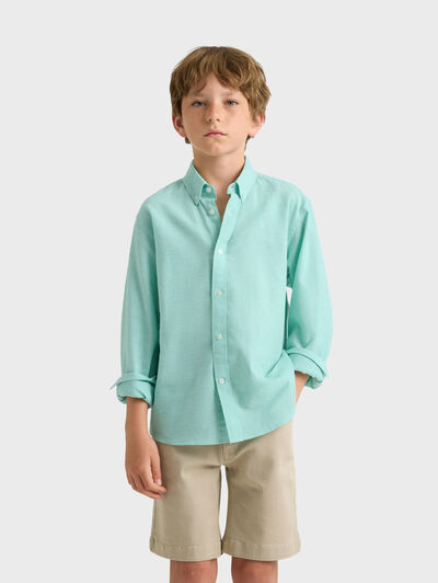 CAMISA LINO C.BOTON KIDS VERDE