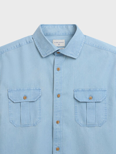 CAMISA DENIM BOLSILLOS CELESTE