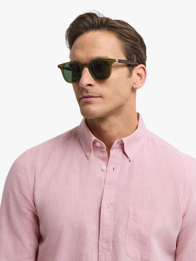 CAMISA LINO BOLSILLO SALM&Oacute;N
