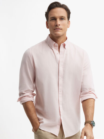 CAMISA LINO C.BOTON ROSA