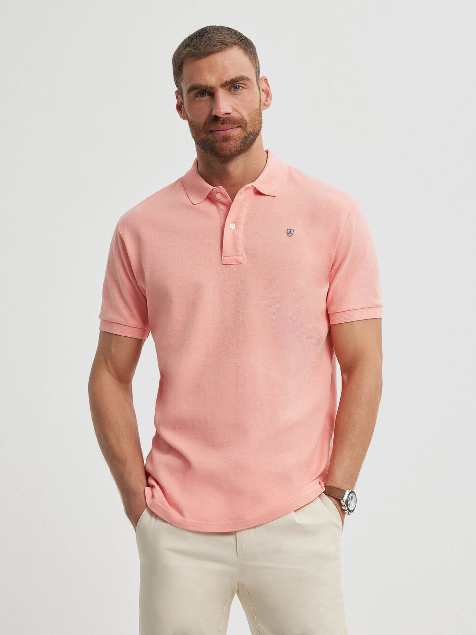 Pantalón Camisa Color Salmon Hombre CAMISA OXFORD LISO ROSA Color