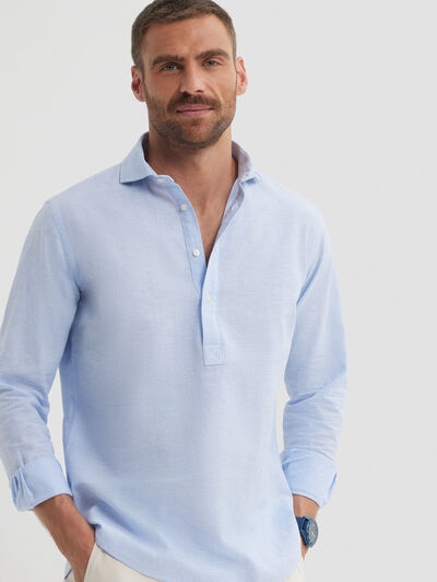 POLERA LINO RAYAS JK CELESTE