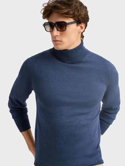 JERSEY ROLL COLLAR AZUL