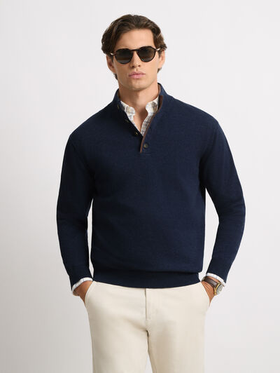 JERSEY BUTTON COLLAR AZUL
