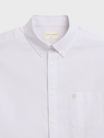 CAMISA MIL RAYAS POCKET BEIGE