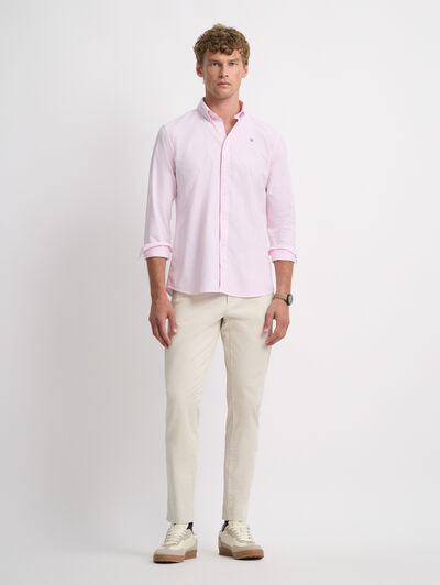 CAMISA OXFORD RAYAS ROSA