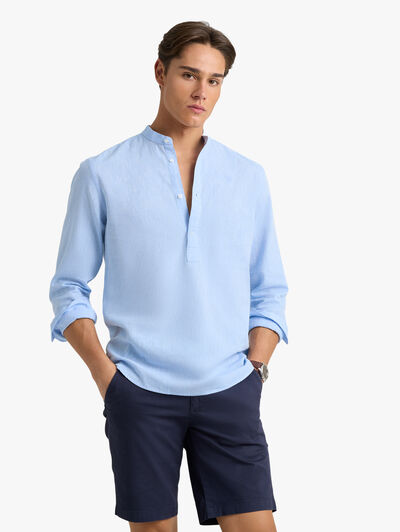POLERA LINO C.MAO CELESTE