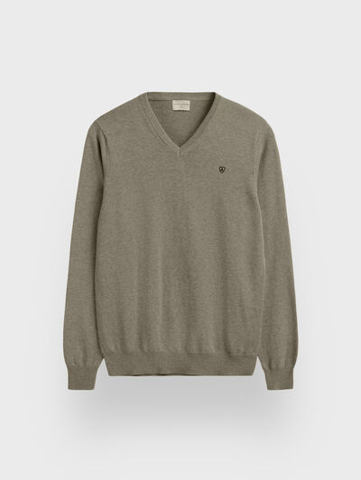 JERSEY V-NECK BASIC VERDE