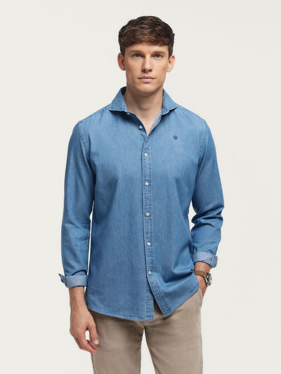 CAMISA DENIM JACK COLLAR AZUL