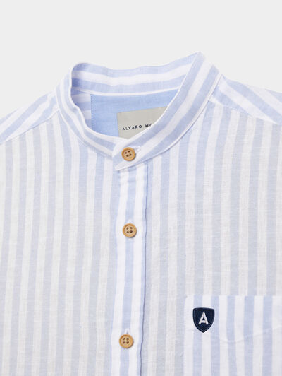 CAMISA LINO MAO KIDS CELESTE