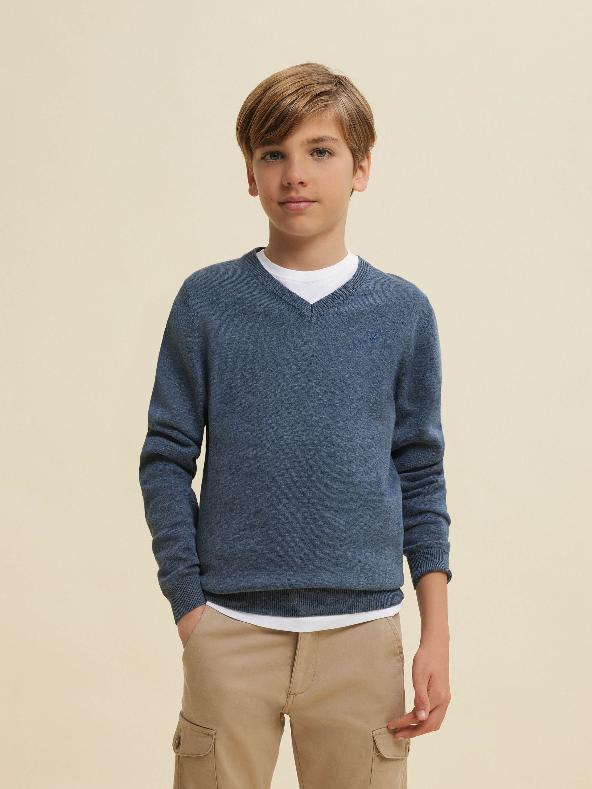 JERSEY V NECK KIDS AZUL