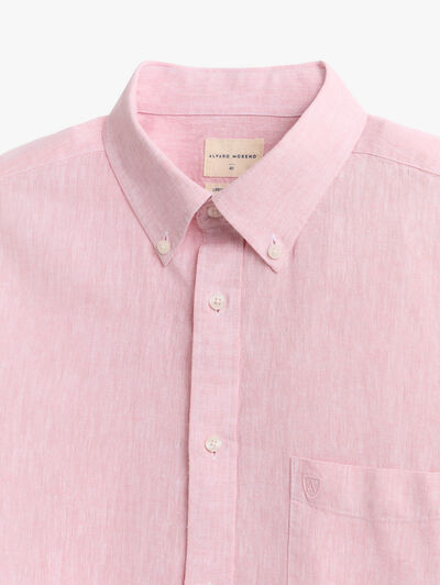 CAMISA LINO BOLSILLO SALM&Oacute;N