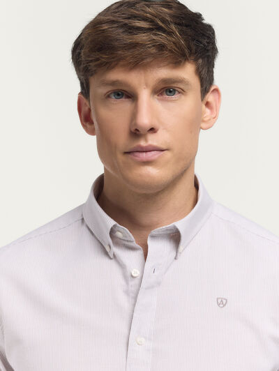 CAMISA OXFORD MIL RAYAS BEIGE