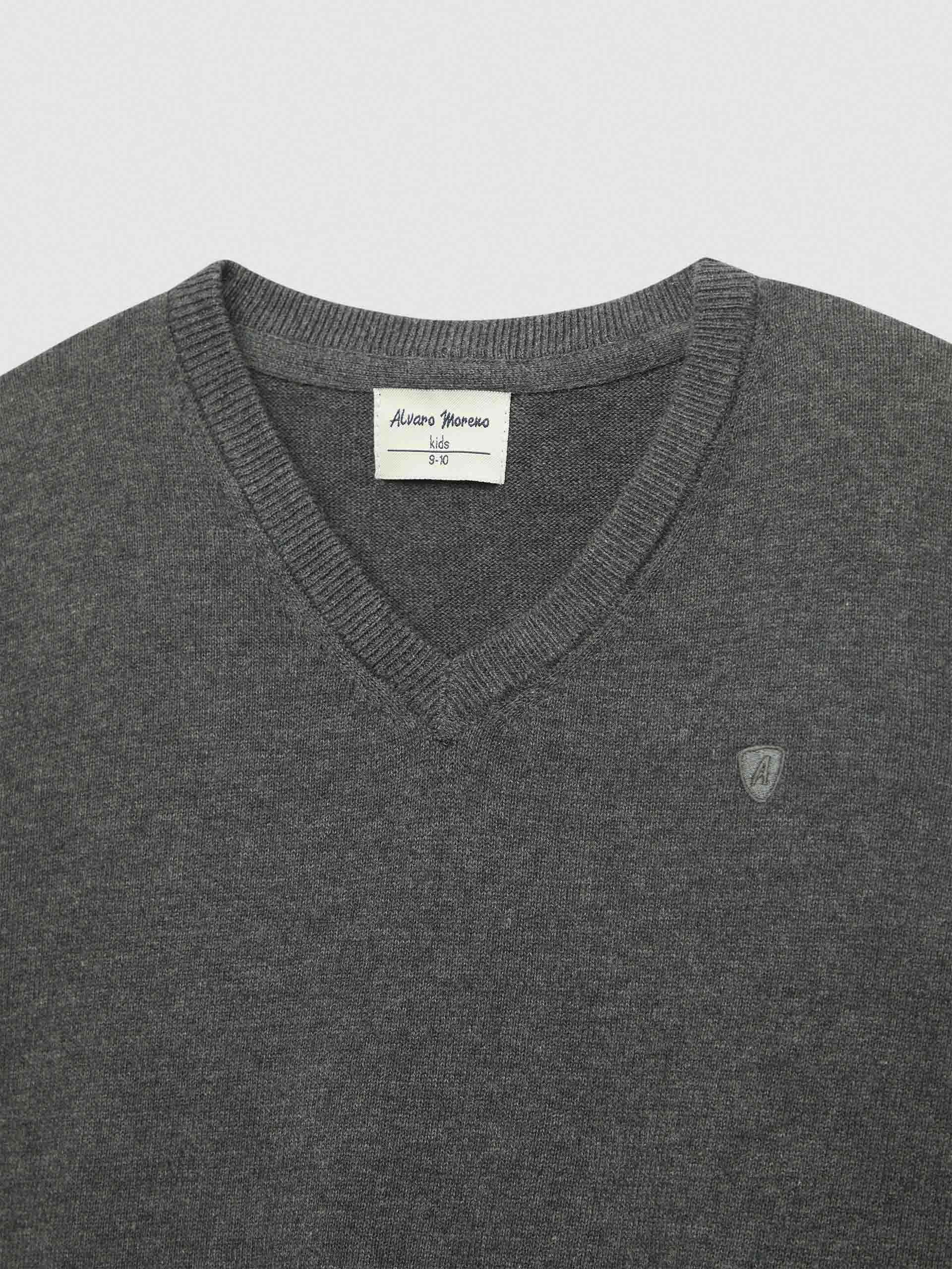 JERSEY BASIC V NECK KIDS GRIS