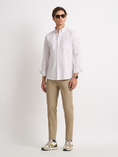 CAMISA MIL RAYAS POCKET BEIGE