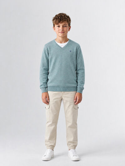 JERSEY V-NECK KIDS TURQUESA