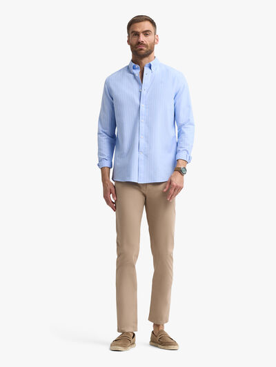 CAMISA OXFORD STRIPES CELESTE