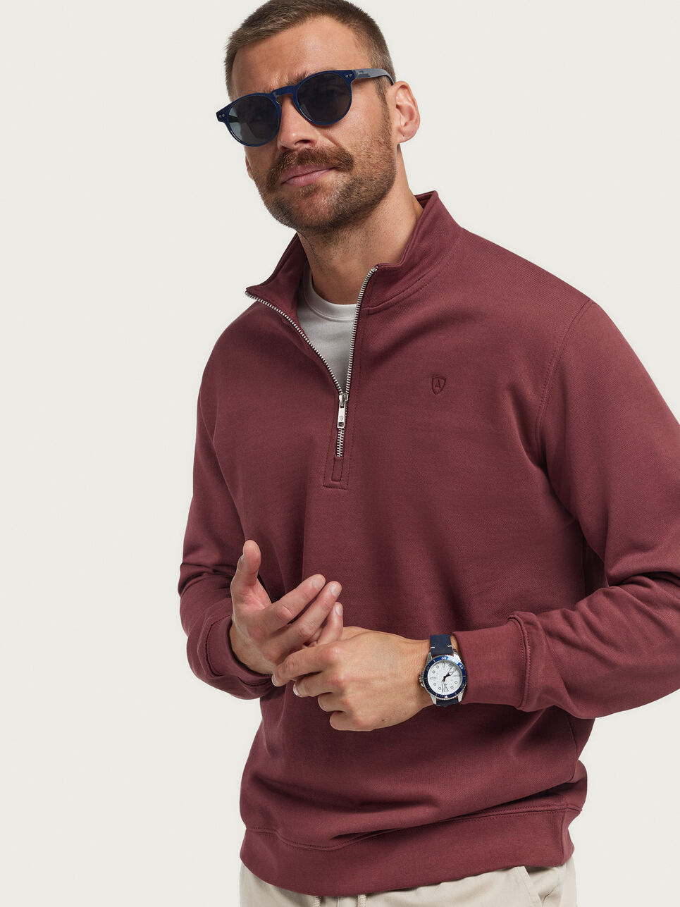 Sudaderas Básicas Sudadera Cuello Cremallera SUDADERA SIMPLY BURDEOS