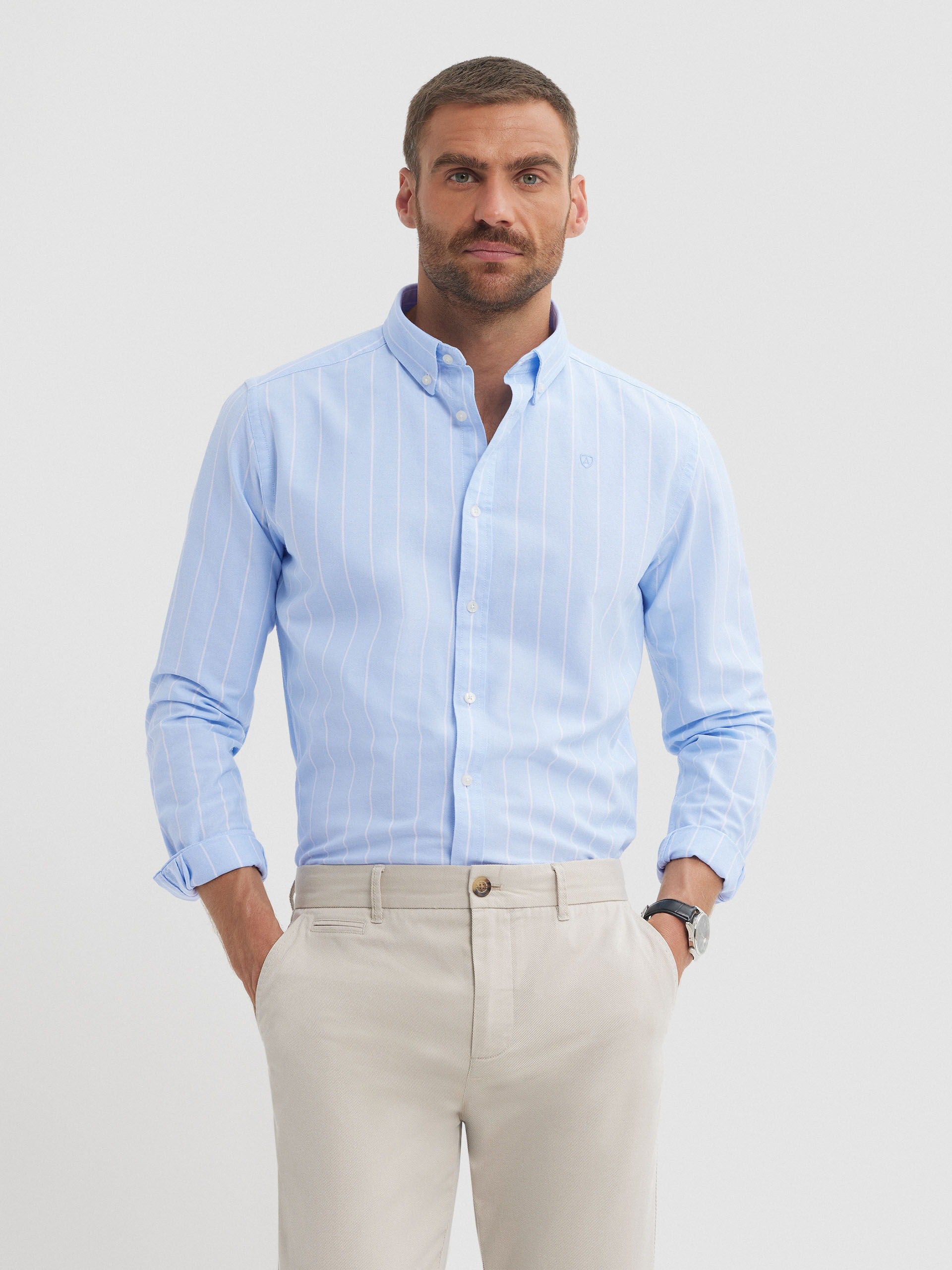 CAMISA OXFORD BEACH CELESTE