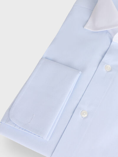 CAMISA POPELIN C.BLANCO CELESTE